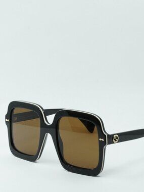 Gucci GG1241S 001 Sunglasses Black Square Frame, Brown Lenses